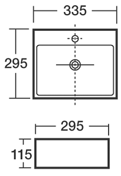 Additional image for Rectangular Free Standing Basin (335x295mm).