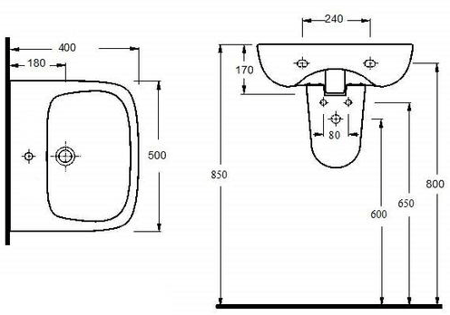 Additional image for Basin & Semi Pedestal (500mm).