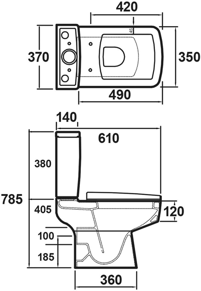 Additional image for Semi Flush To Wall Compact Toilet Pan & Cistern.