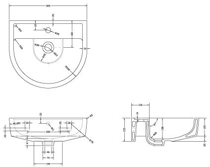 Additional image for Basin & Full Pedestal (1 Tap Hole, 520mm).