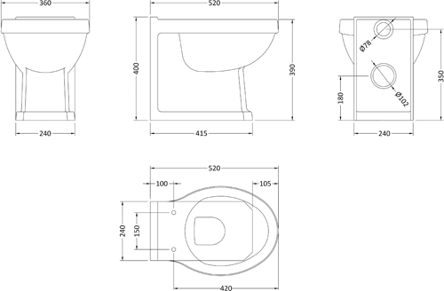Additional image for Back To Wall Toilet Pan (Short Projection).
