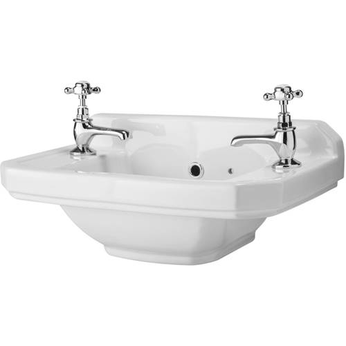 Additional image for Traditional Cloakroom Basin 515x300mm (2 Tap Holes).