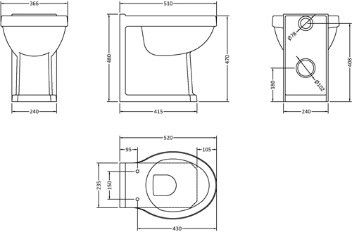 Additional image for Back To Wall Comfort Height Toilet Pan (Short Projection).