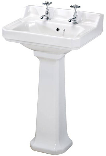 Additional image for Traditional 560mm Basin & Pedestal (2 Tap Hole).
