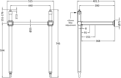 Additional image for Washstand With 560mm Basin (2TH, Chrome).