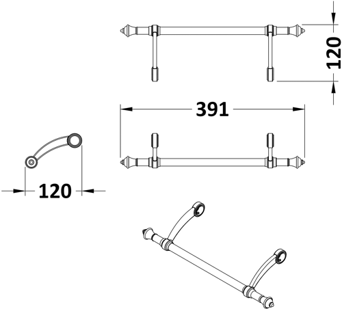 Additional image for Washstand, 560mm Basin & Towel Rail (2TH, Chrome).