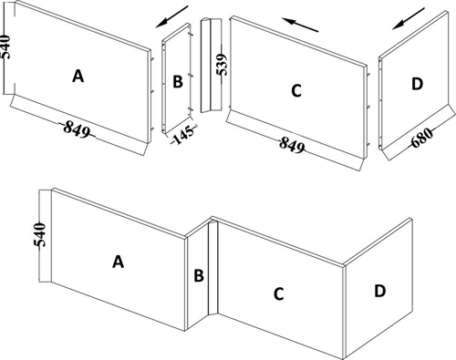 Additional image for Square Shower Bath End Panel (White, 680mm).