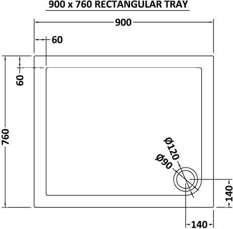 Additional image for Low Profile Rectangular Shower Tray. 900x760x40mm.