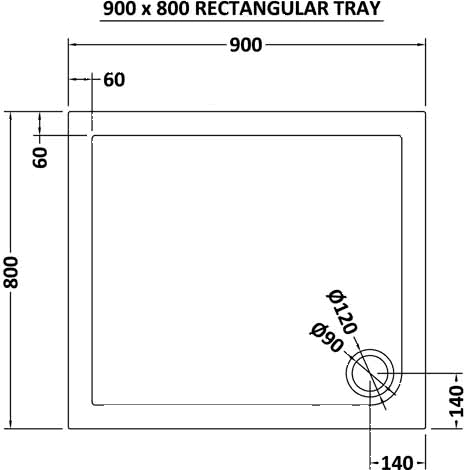 Additional image for Low Profile Rectangular Shower Tray. 900x800x40mm.