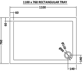 Additional image for Easy Plumb Rectangular Shower Tray. 1100x760x40mm.