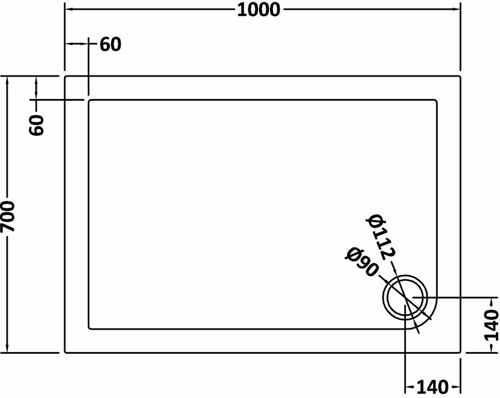 Additional image for Rectangular Shower Tray (1000x700x40mm).