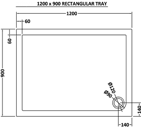 Additional image for Low Profile Rectangular Shower Tray. 1200x900x40mm.