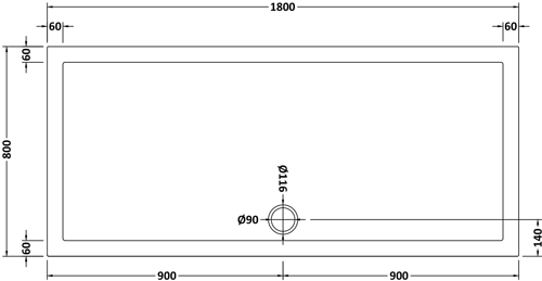 Additional image for Rectangular Shower Tray 1800x800mm (Gloss White).