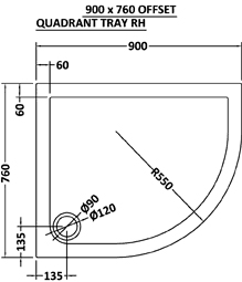 Additional image for Low Pro Offset Quad Shower Tray. 900x760x40. Right Handed.