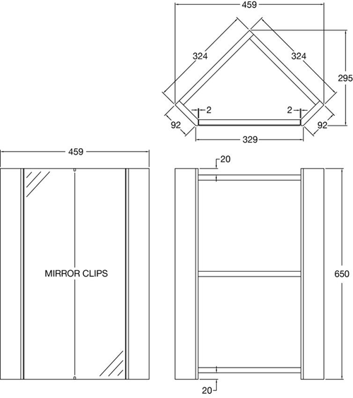 Additional image for Corner Mirror Cabinet (459mm, White).