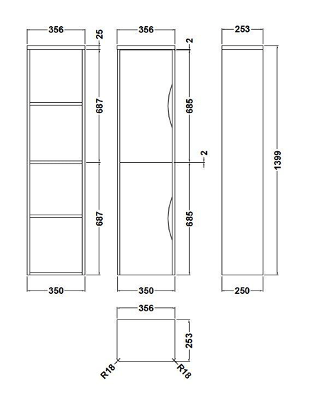 Additional image for 600mm Vanity Unit Pack 1 (Gloss White).