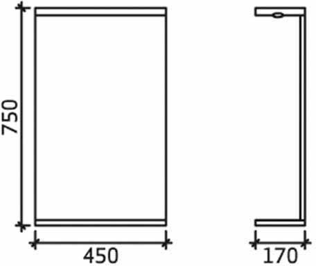 Additional image for Vanity Mirror With Shelf & Light (450x750mm, White).