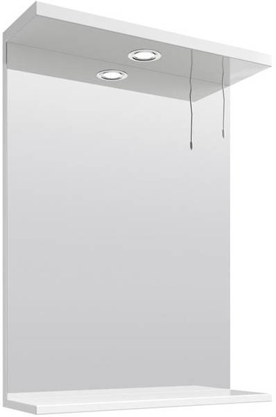 Additional image for Vanity Mirror With Shelf & Light (550x750mm, White).