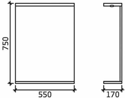 Additional image for Vanity Mirror With Shelf & Light (550x750mm, White).