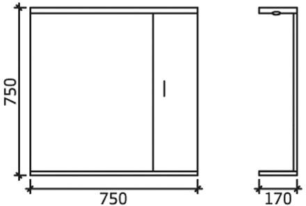 Additional image for Vanity Mirror With Cabinet & Lights (750x750mm, White).