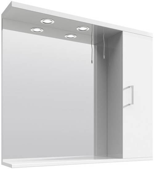 Additional image for Vanity Mirror With Cabinet & Lights (850x750mm, White).