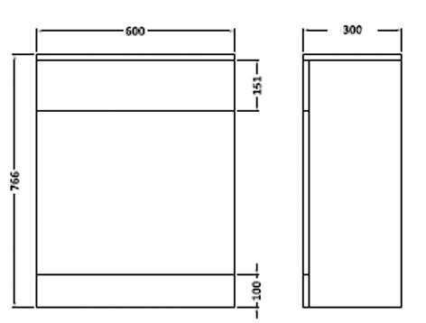 Additional image for Back To Wall WC Unit (766x600x300mm, White).
