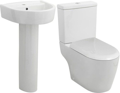 Additional image for Toilet With Luxury Seat, 420mm Basin & Pedestal.