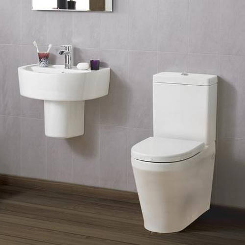 Additional image for Flush To Wall Toilet With 420mm Basin & Semi Pedestal.