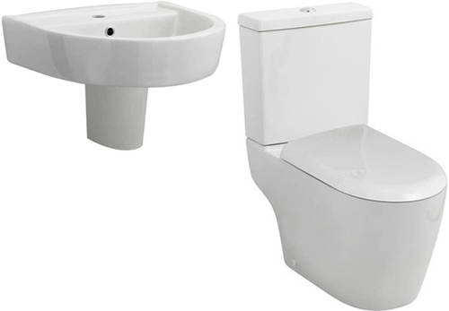 Additional image for Flush To Wall Toilet With 520mm Basin & Semi Pedestal.