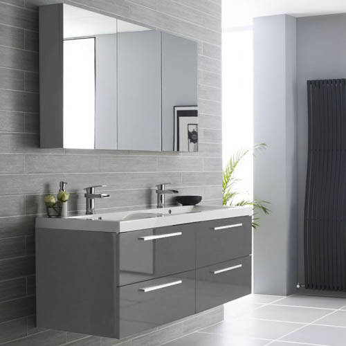 Additional image for Wall Hung Vanity Unit Pack With Cabinet (Gloss Grey).