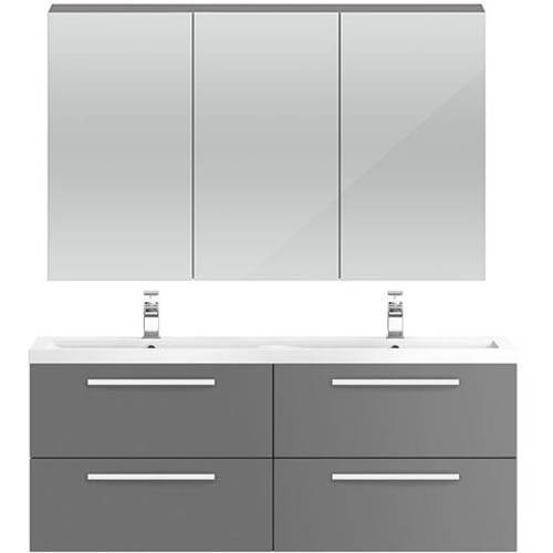 Additional image for Wall Hung Vanity Unit Pack With Cabinet (Gloss Grey).