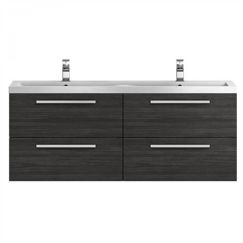 Additional image for Wall Vanity Unit & Double Basin 1440mm (H Black).