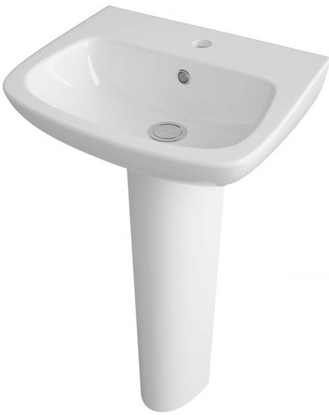 Additional image for Compact Flush To Wall Toilet With 500mm Basin & Pedestal.