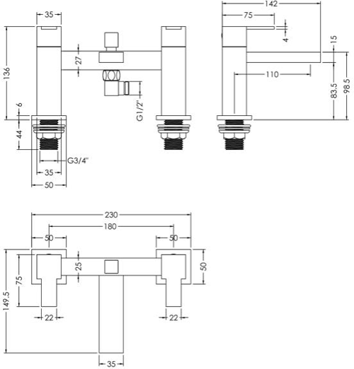 Additional image for Bath Shower Mixer Tap (Chrome).