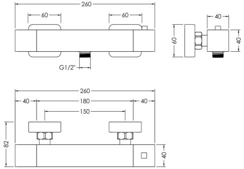 Additional image for Thermostatic Bar Shower Valve (Chrome).