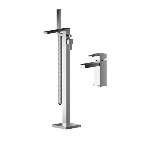 Additional image for Basin & Floor Standing Bath Shower Mixer Tap Pack (Chrome).