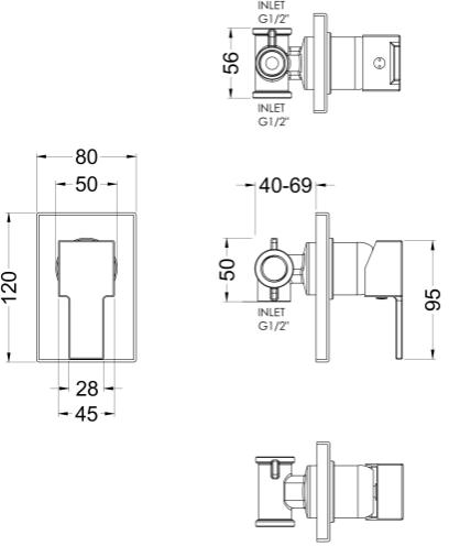 Additional image for Concealed Manual Shower Valve (1 Outlet, Chrome).