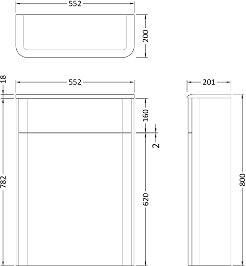 Additional image for Back To Wall WC Unit (550mm, Mineral Blue).