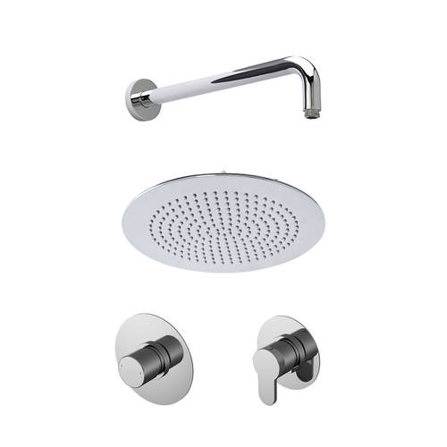 Additional image for Shower Bundle With Valves, Head & Arm (1 Outlet, Chrome).