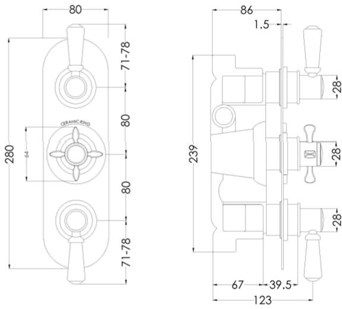 Additional image for Concealed Thermostatic Shower Valve (2 Outlets, Chrome).
