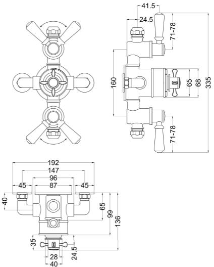 Additional image for Exposed Thermostatic Shower Valve (2 Outlets, Chrome).