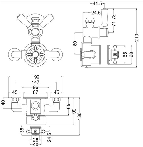 Additional image for Exposed Thermostatic Shower Valve (1 Outlet, Chrome).