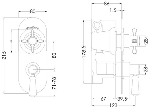 Additional image for Concealed Thermostatic Shower Valve (2 Outlet, Chrome).