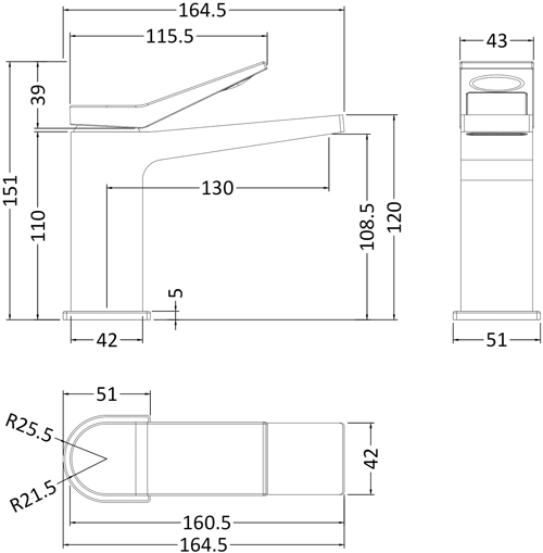 Additional image for Basin Mixer Tap With Lever Handle (Chrome).