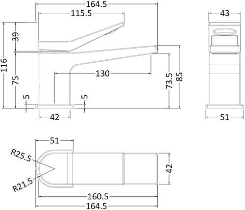 Additional image for Mini Basin Mixer Tap With Lever Handle (Chrome).