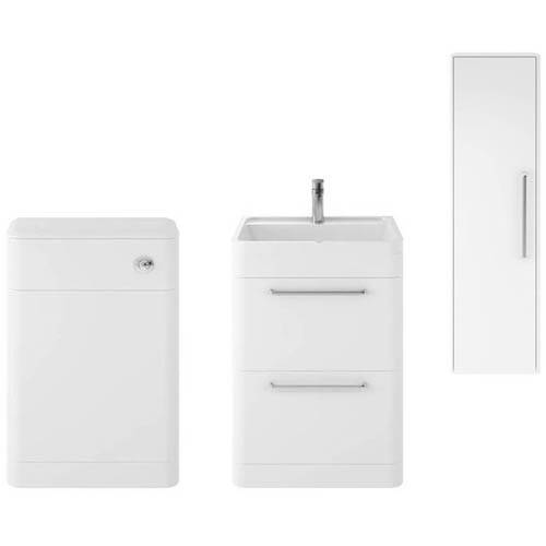 Additional image for Floor Standing 600mm Vanity Unit, BTW & Tall Unit (White).