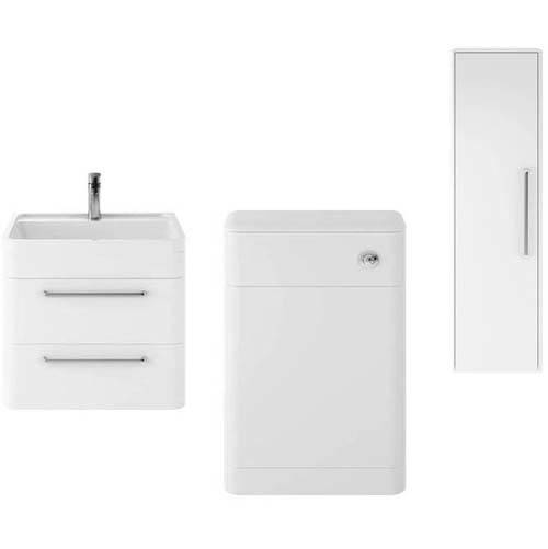 Additional image for Wall Hung 600mm Vanity Unit, BTW & Tall Unit (White).