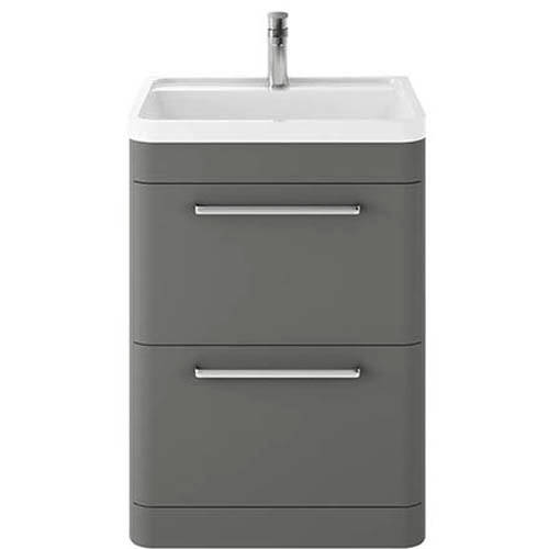 Additional image for Floor Standing Vanity Unit & Basin 600mm (Cool Grey).