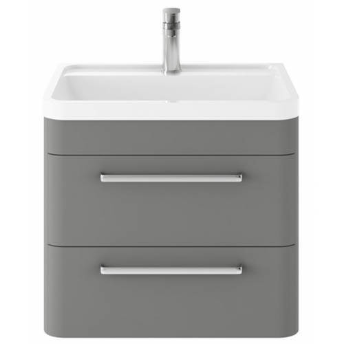 Additional image for Wall Hung Vanity Unit & Basin 600mm (Cool Grey).