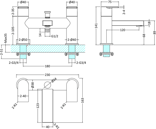 Additional image for Bath Shower Mixer Tap With Kit (Chrome).